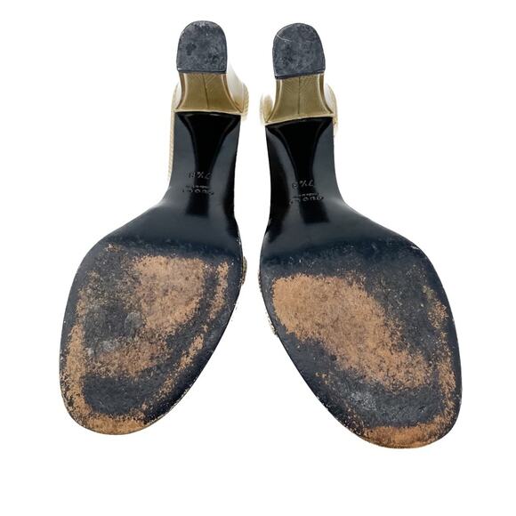 Gucci Y2K vintage Karung PVC Block Heel Neutral Slide Sandals tan size 7.5 - Picture 5 of 14